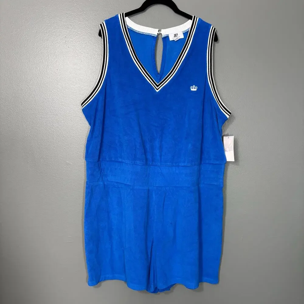 Juicy Couture NWT Blue French Terry Y2K Shorts Romper - 2X - Women's Plus Size